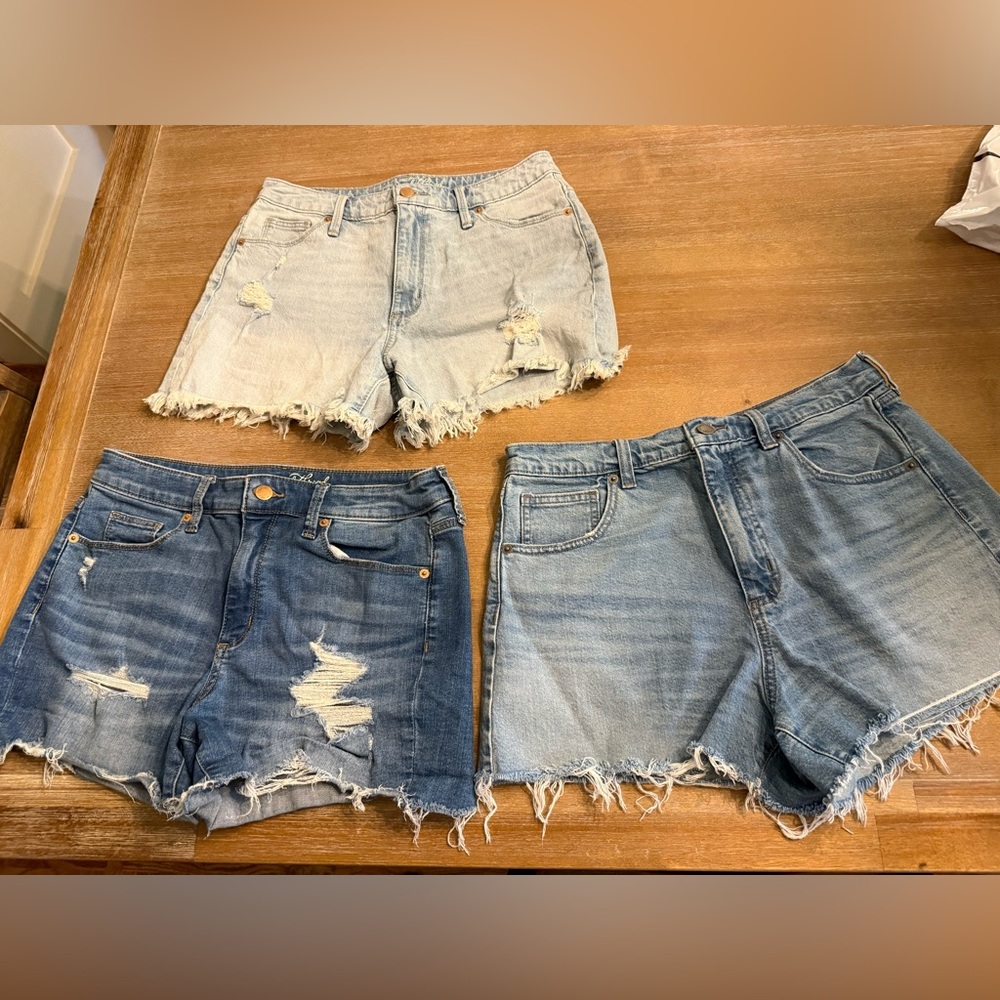 Universal Thread Distressed Jean Shorts Set - Light, Medium, Dark Blue